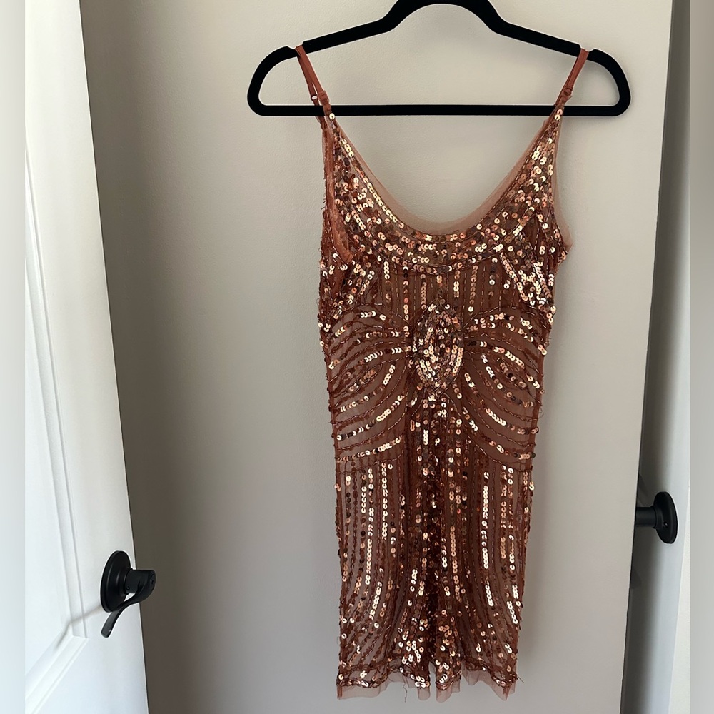 Sheer sequin mini dress